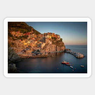 Manarola Village View at Sunset with Long Exposure Sticker